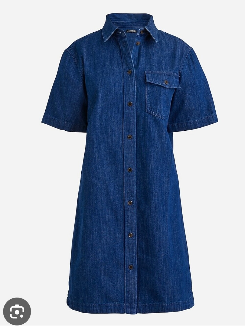 J. Crew Blue Short-Sleeve Chambray Mini Shirt Dress - Picture 2 of 8